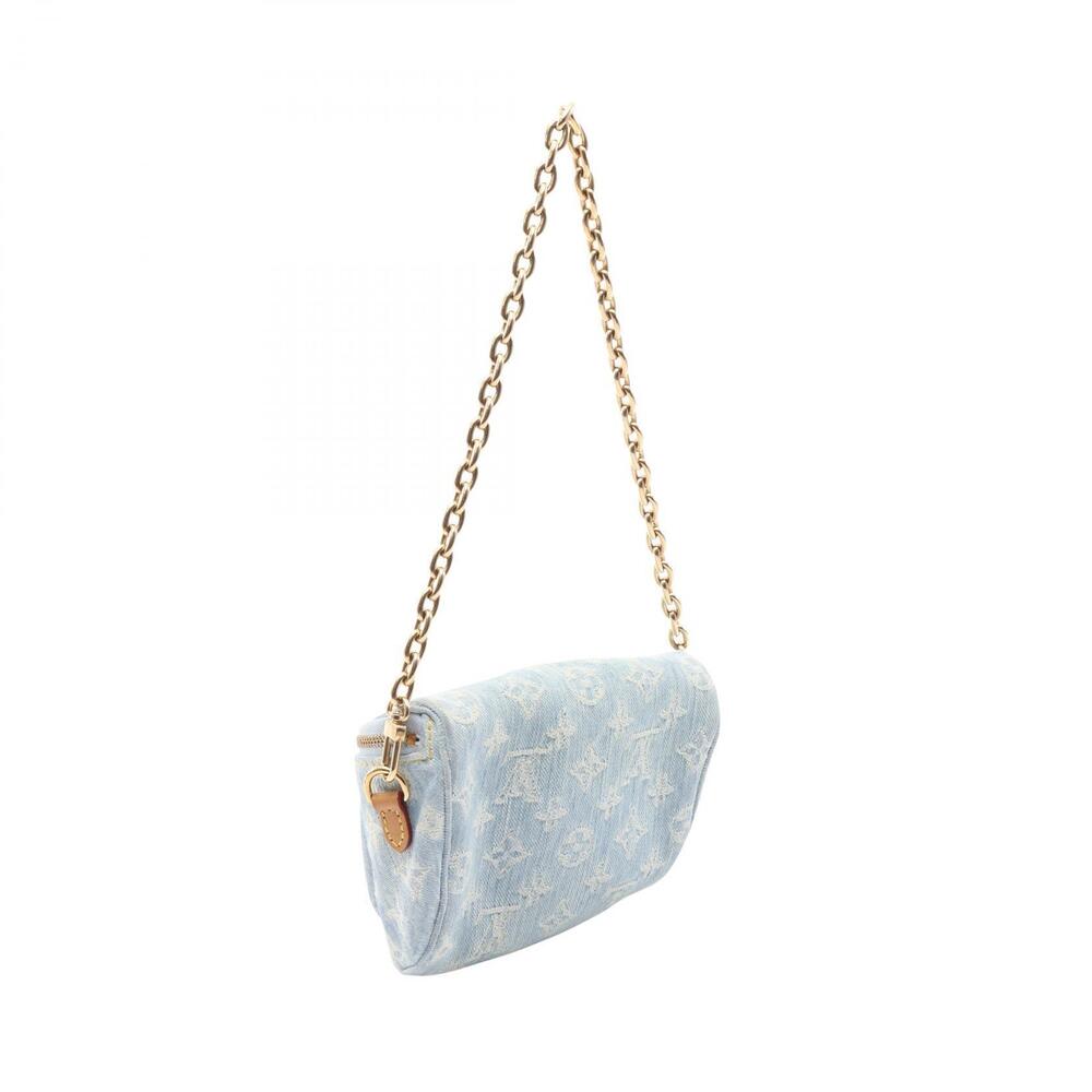 Louis Vuitton Denim Blue Bag Monogram Bum Canvas Leather